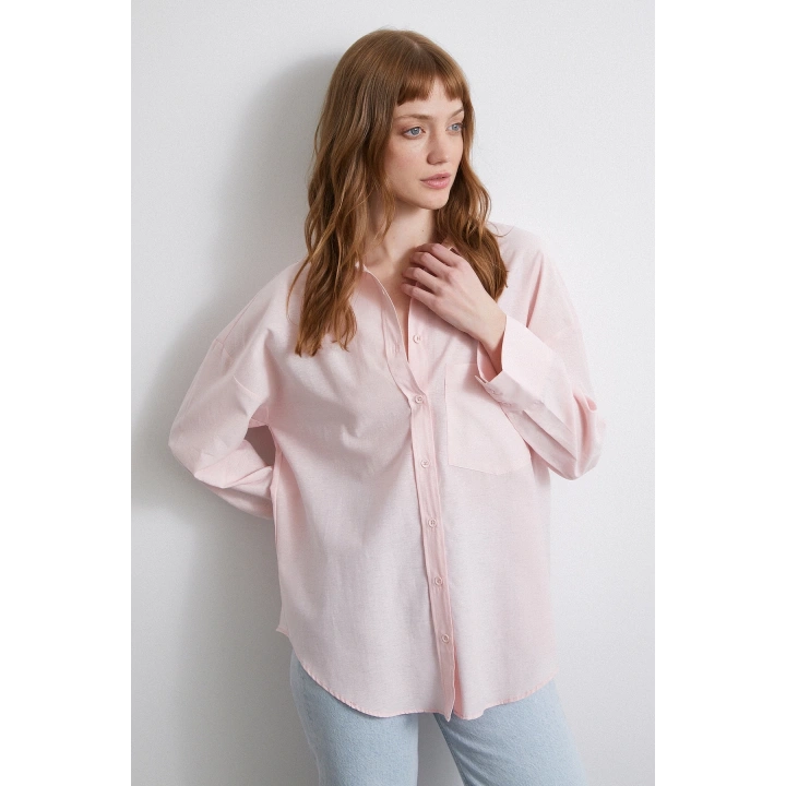 Helen Poplin Gömlek Pembe