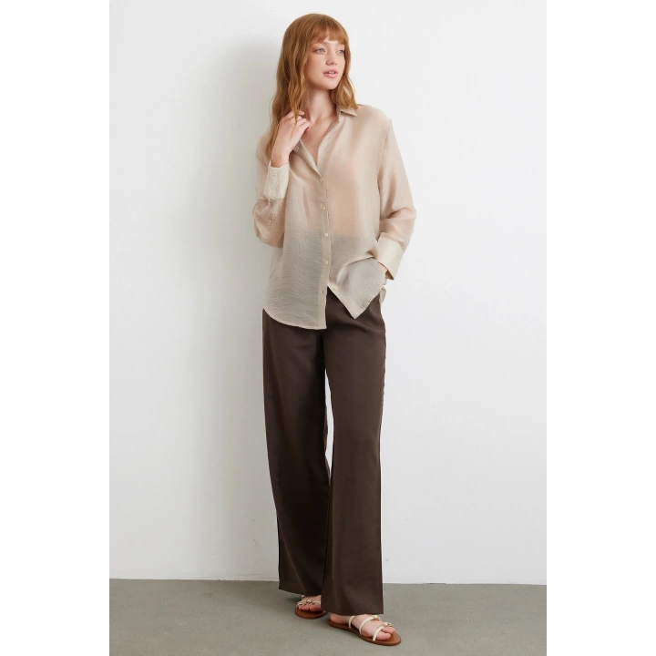 İnce Modal Gömlek Bej