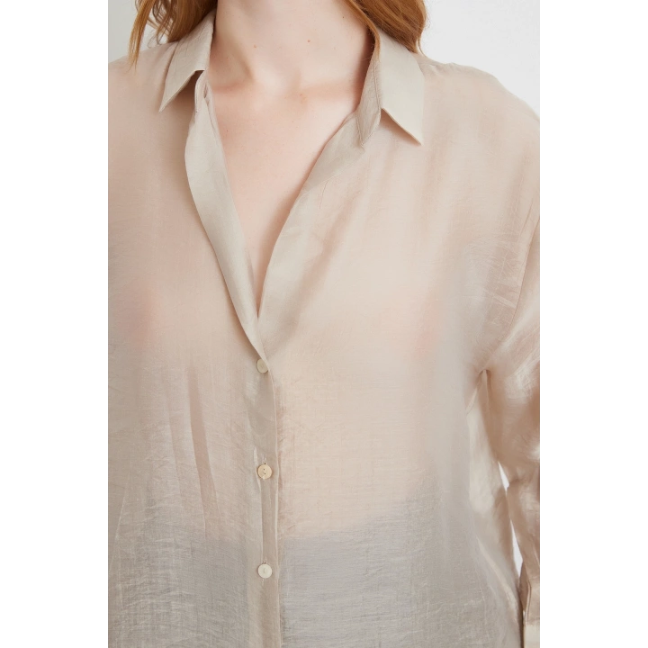 İnce Modal Gömlek Bej