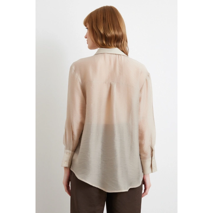 İnce Modal Gömlek Bej