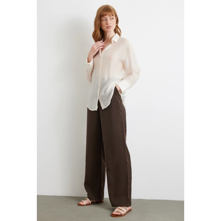 İnce Modal Gömlek Ekru