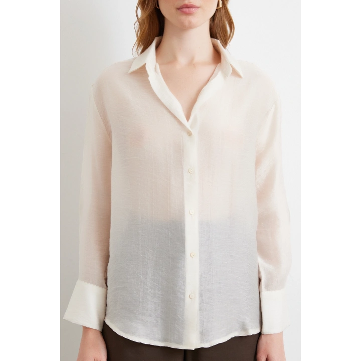İnce Modal Gömlek Ekru