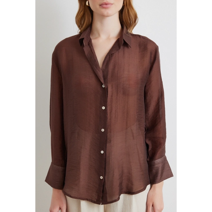 İnce Modal Gömlek Kahve