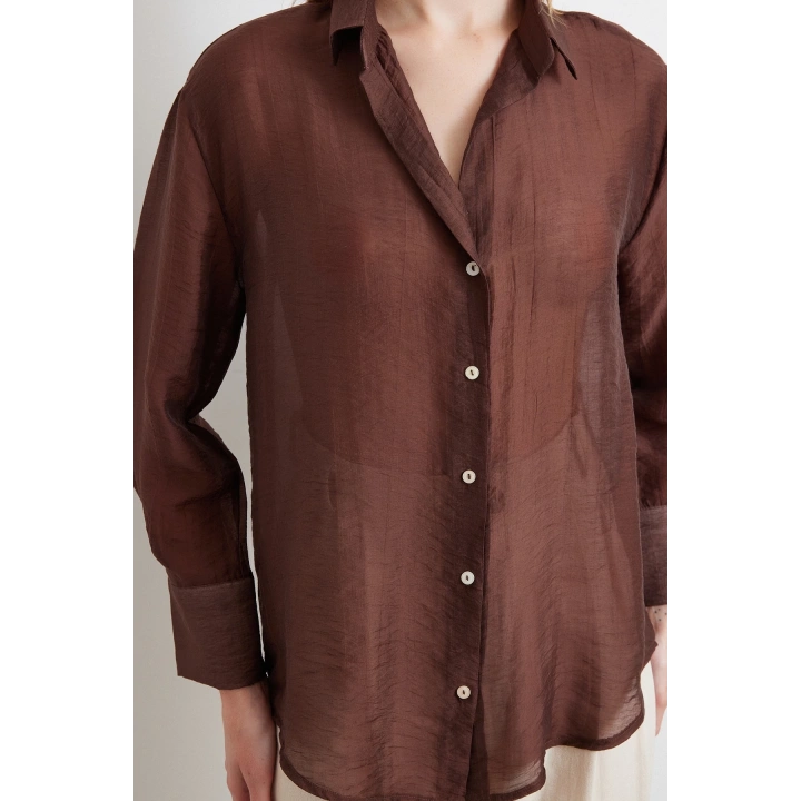 İnce Modal Gömlek Kahve