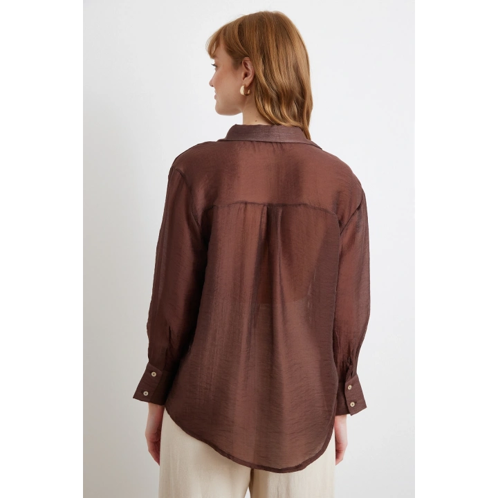 İnce Modal Gömlek Kahve
