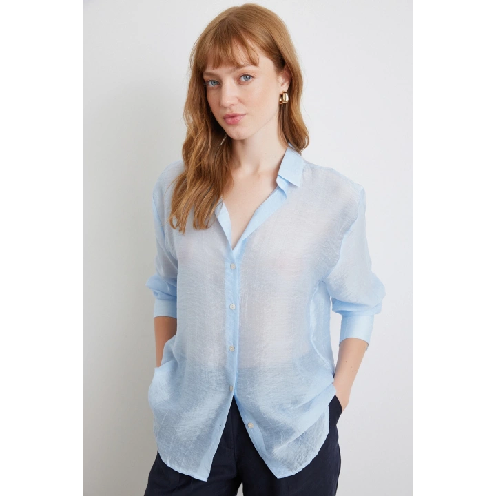 İnce Modal Gömlek Mavi