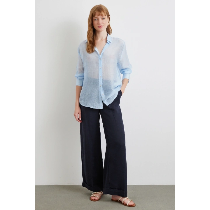 İnce Modal Gömlek Mavi