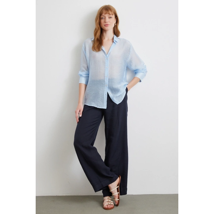 İnce Modal Gömlek Mavi
