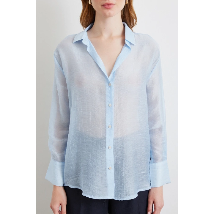 İnce Modal Gömlek Mavi