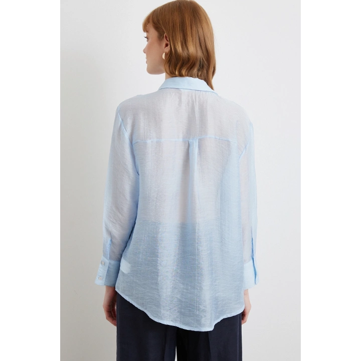 İnce Modal Gömlek Mavi