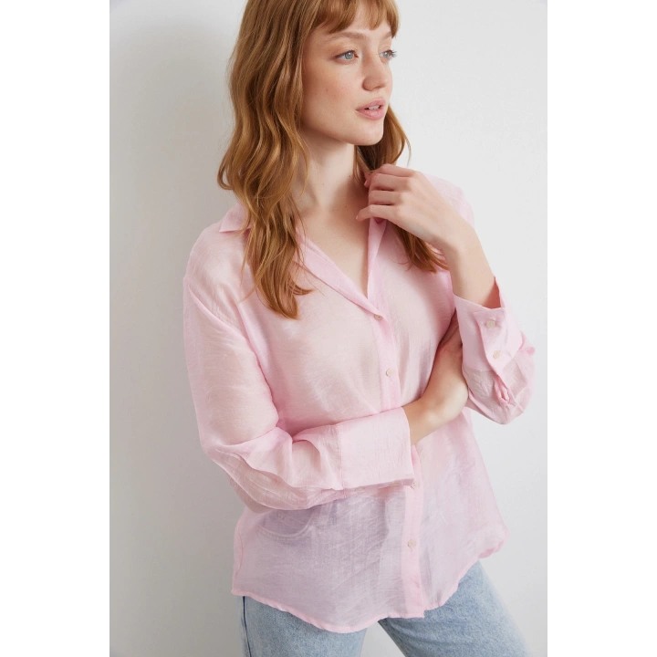 İnce Modal Gömlek Pembe
