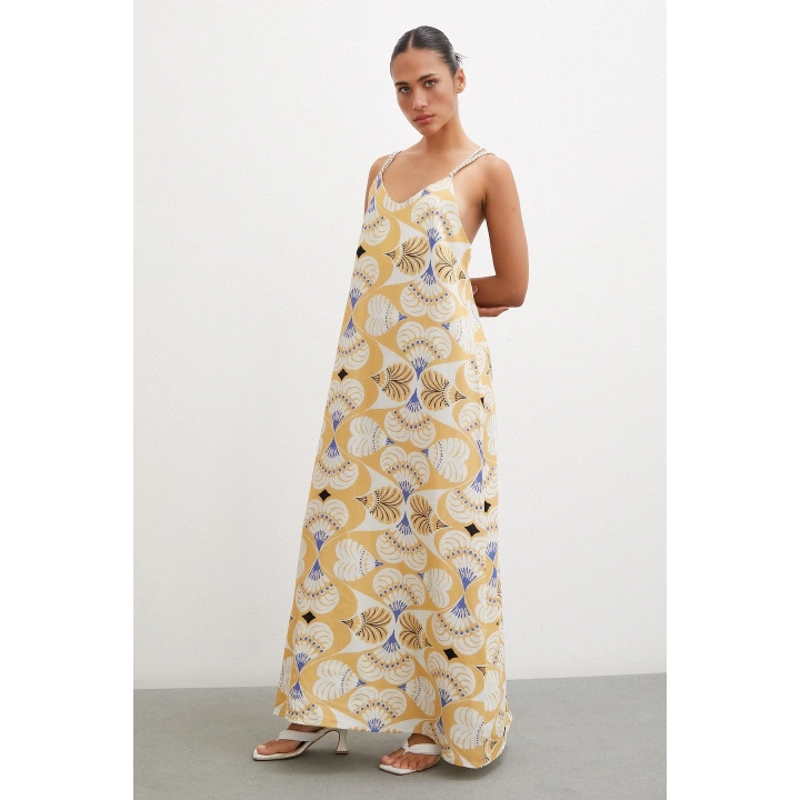 İp Askılı Elbise Hardal