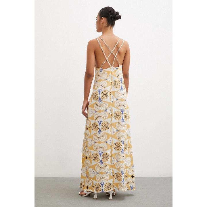 İp Askılı Elbise Hardal