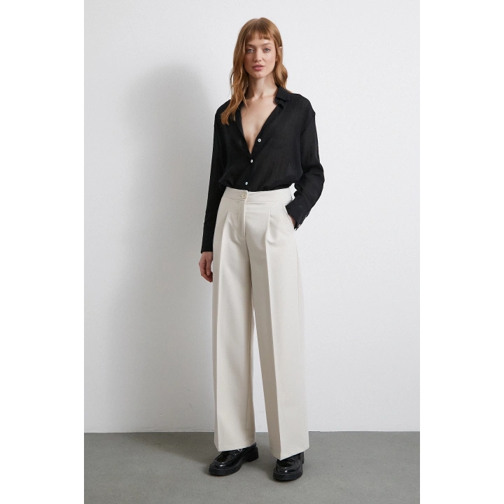 Kabartma Çizgili Saten Gömlek Siyah