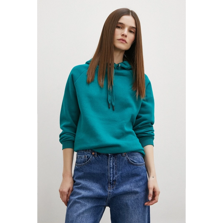 Kapüşonlu Sweatshirt Yeşil