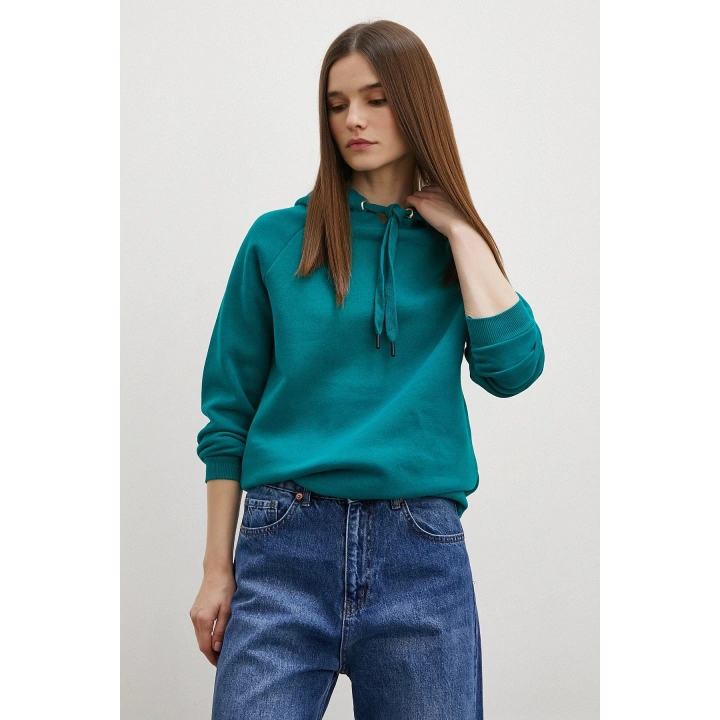 Kapüşonlu Sweatshirt Yeşil