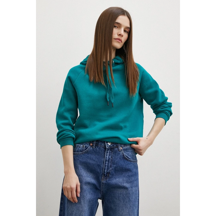 Kapüşonlu Sweatshirt Yeşil