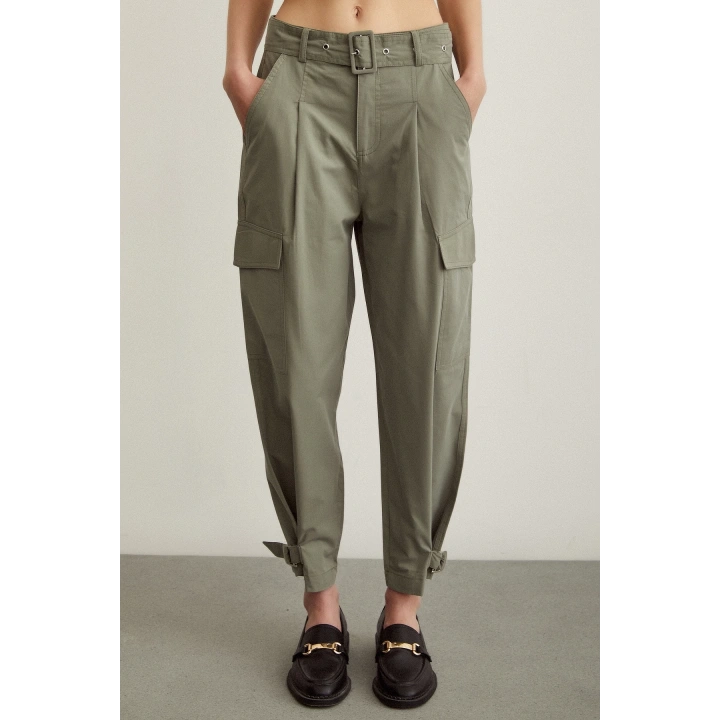 Kargo Cep Çizgili Pantolon Haki