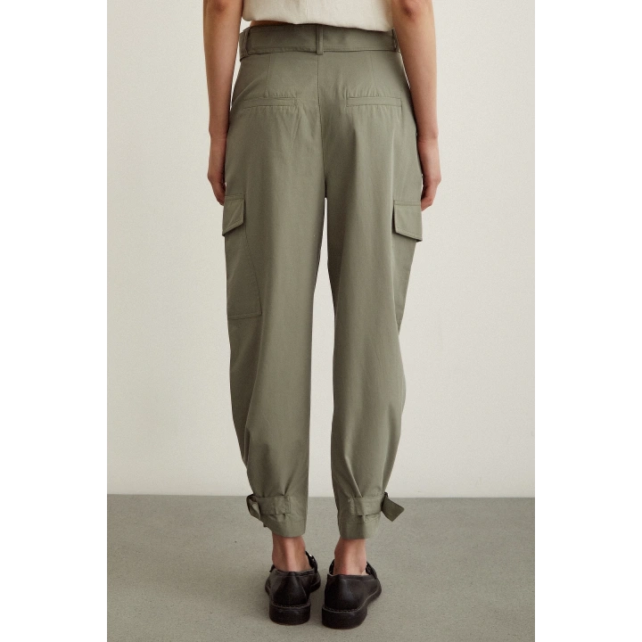 Kargo Cep Çizgili Pantolon Haki