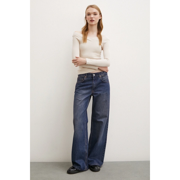 Kayık Yaka Bluz Bej