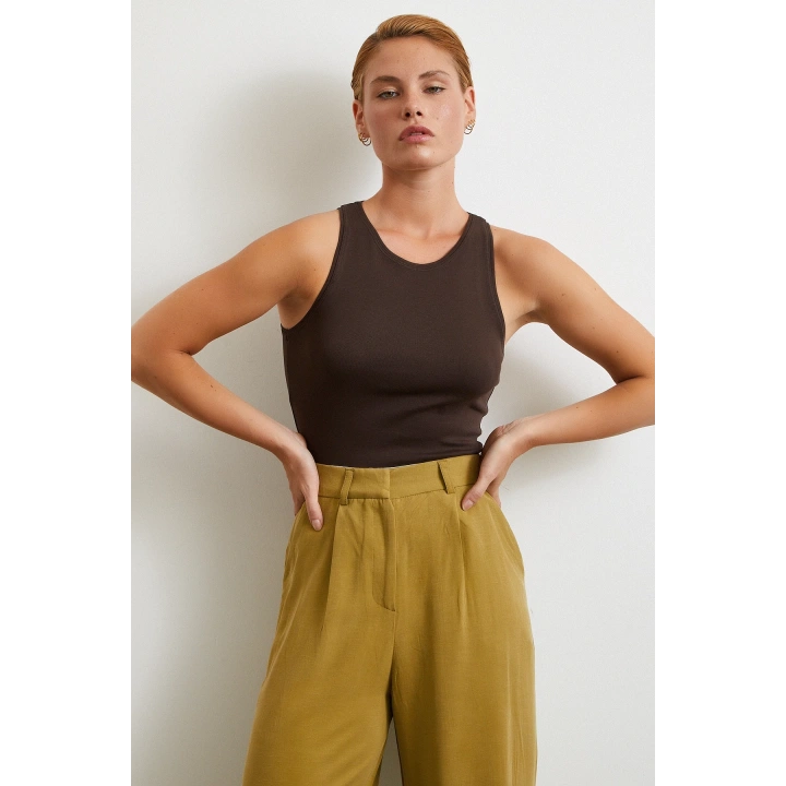 Keten Palazzo Pantolon Olive