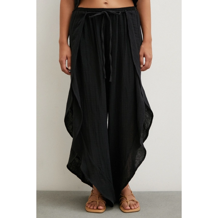 Keten Şalvar Takım Siyah