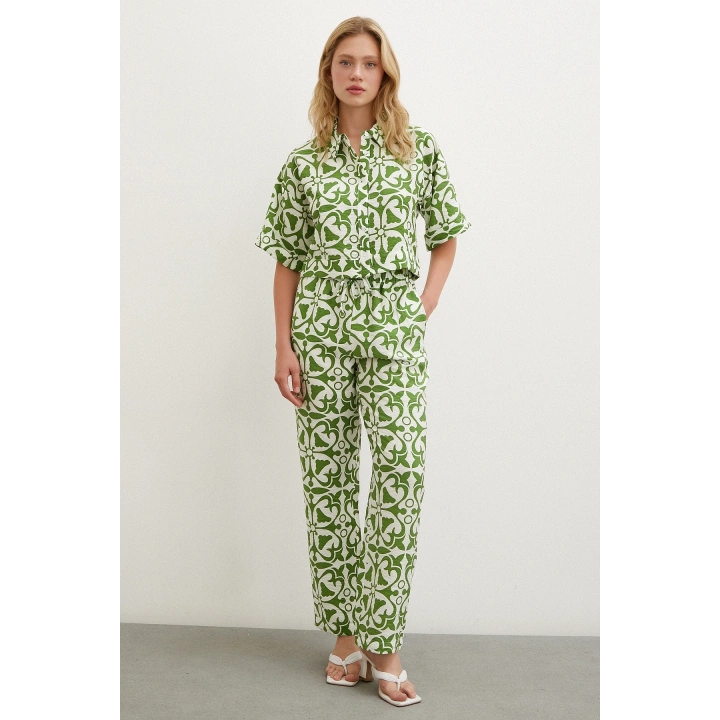 Kısa Kollu Crop Gömlek Yeşil