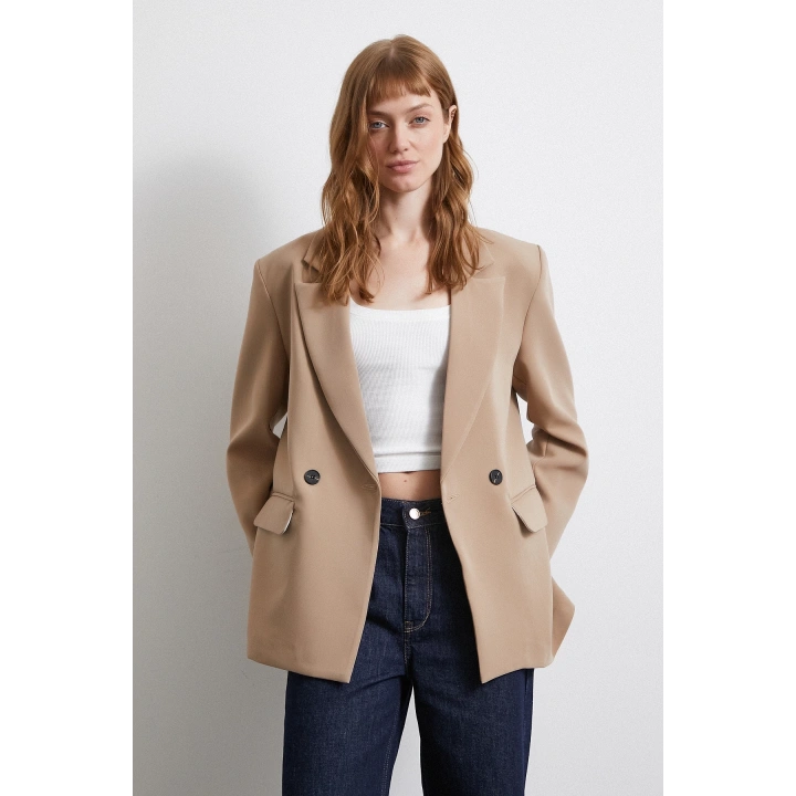 Klasik Poliviskon Ceket Bej