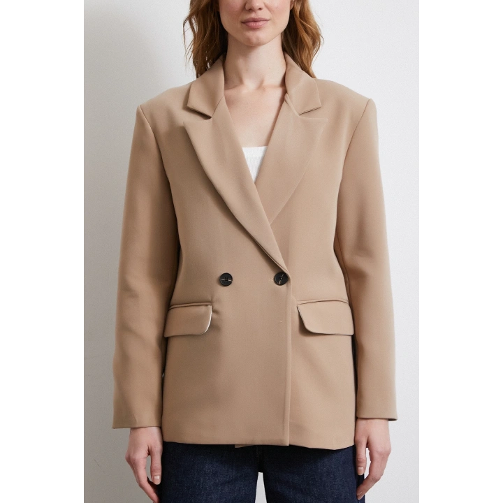 Klasik Poliviskon Ceket Bej