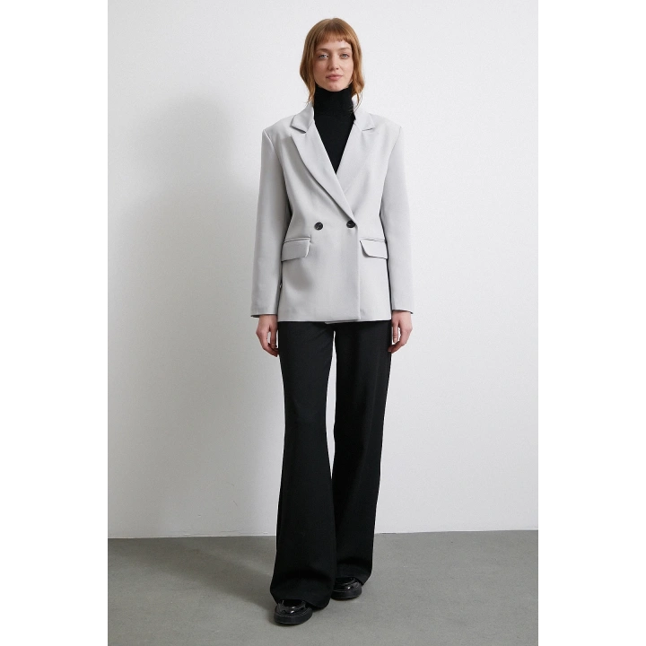 Klasik Poliviskon Ceket Gri