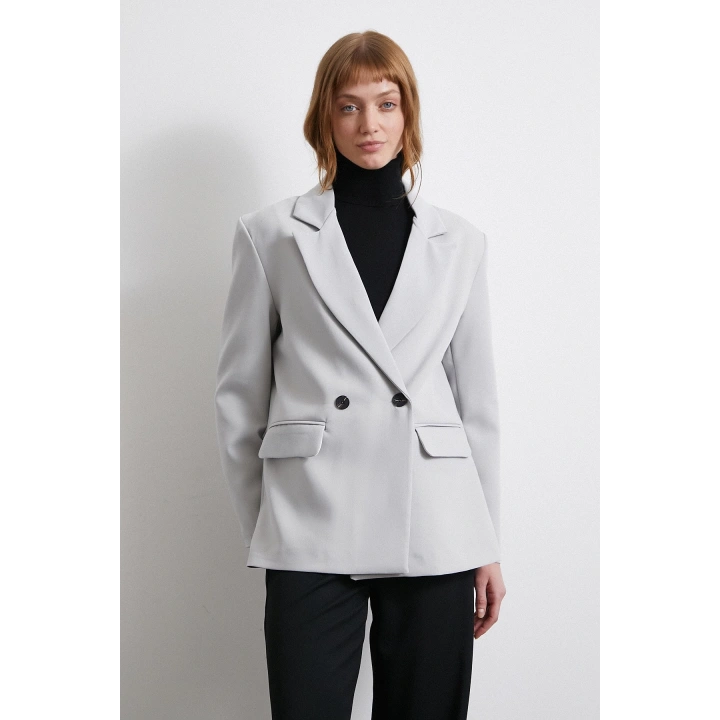 Klasik Poliviskon Ceket Gri