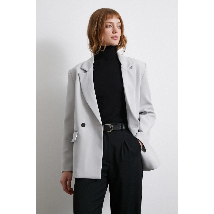 Klasik Poliviskon Ceket Gri