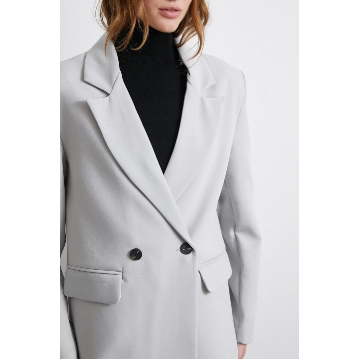 Klasik Poliviskon Ceket Gri