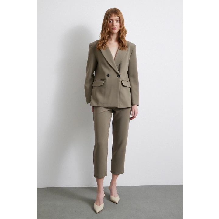 Klasik Poliviskon Ceket Haki