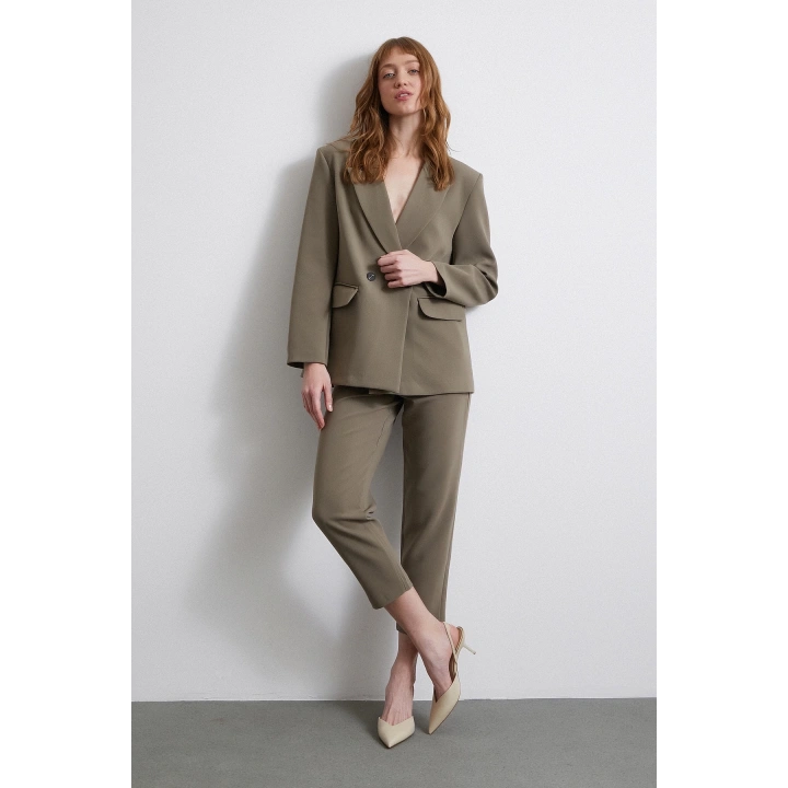 Klasik Poliviskon Ceket Haki