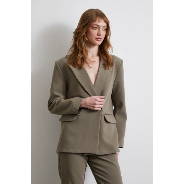 Klasik Poliviskon Ceket Haki