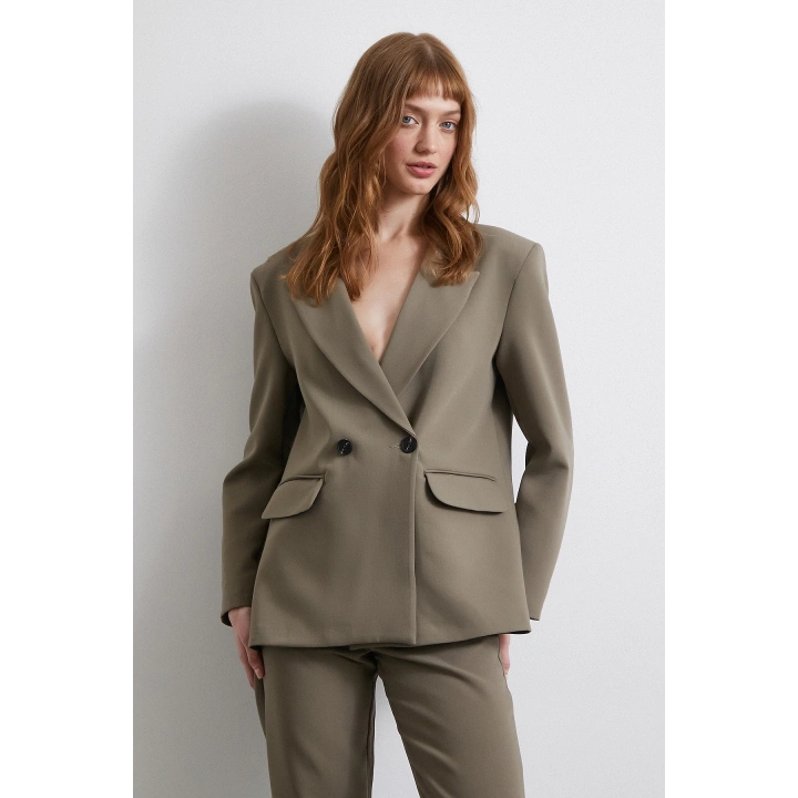 Klasik Poliviskon Ceket Haki