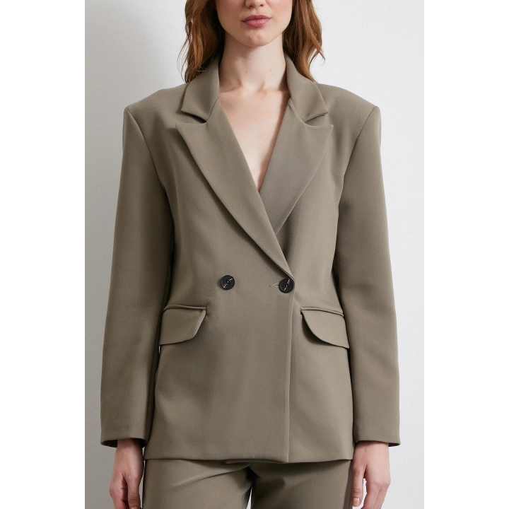 Klasik Poliviskon Ceket Haki