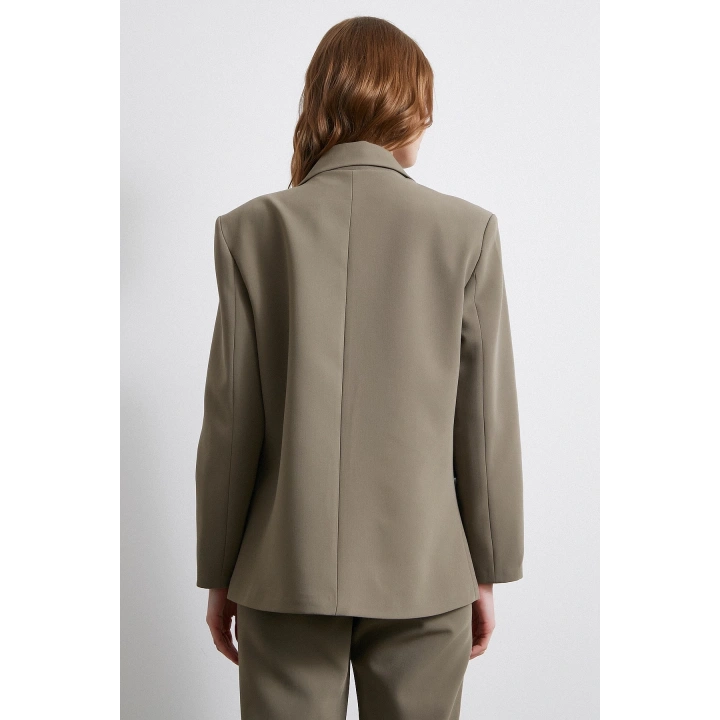 Klasik Poliviskon Ceket Haki