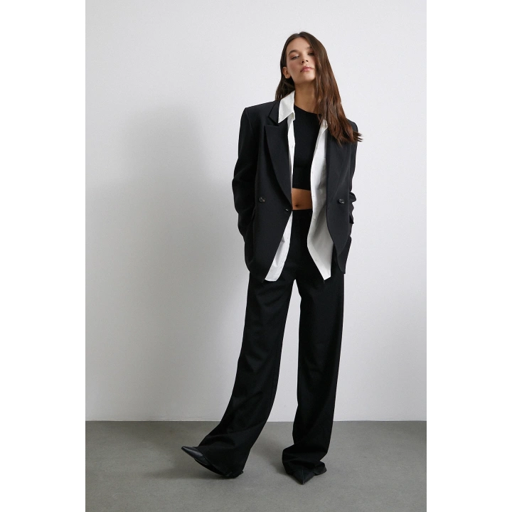 Klasik Poliviskon Ceket Siyah