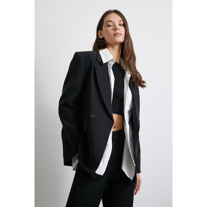 Klasik Poliviskon Ceket Siyah