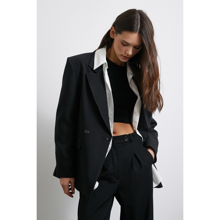 Klasik Poliviskon Ceket Siyah