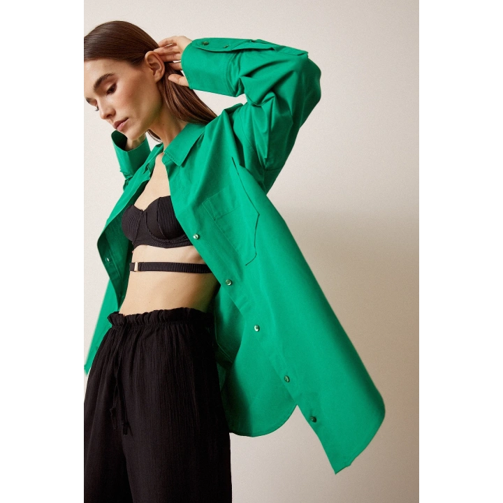 Klasik Poplin Gömlek Yeşil