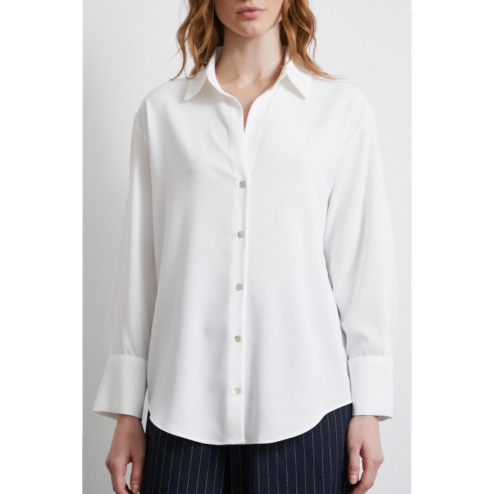 Klasik Saten Gömlek Ekru