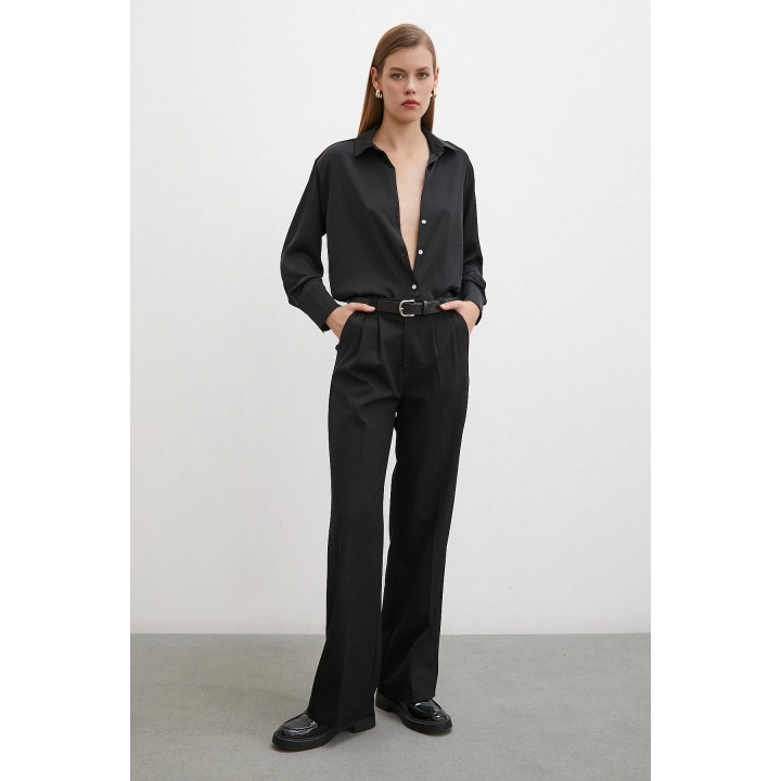Klasik Saten Gömlek Siyah