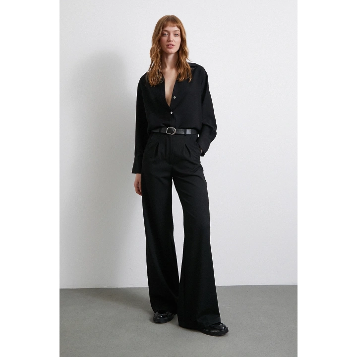 Klasik Saten Gömlek Siyah