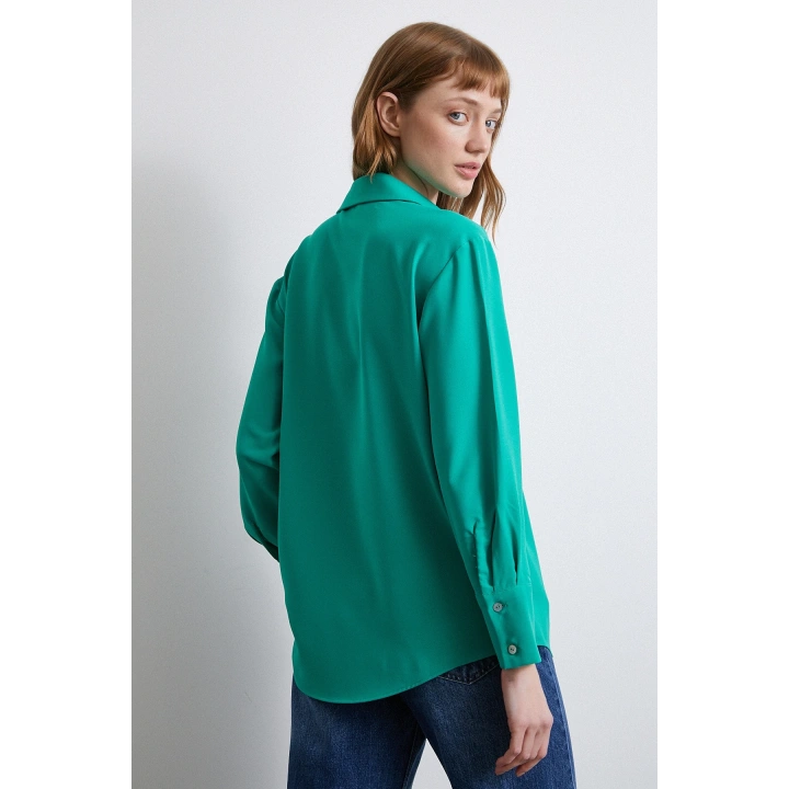 Klasik Saten Gömlek Yeşil