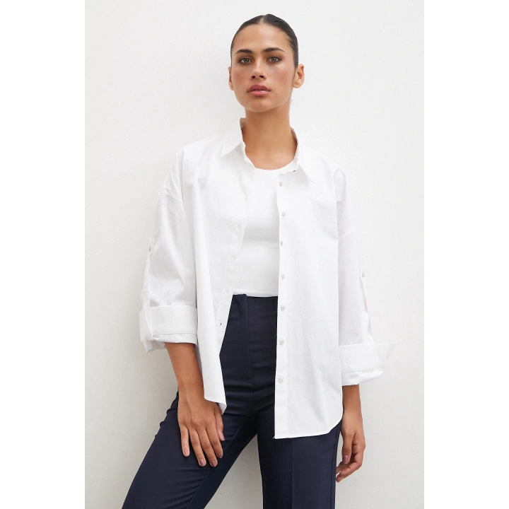 Kol Apoletli Gömlek Beyaz