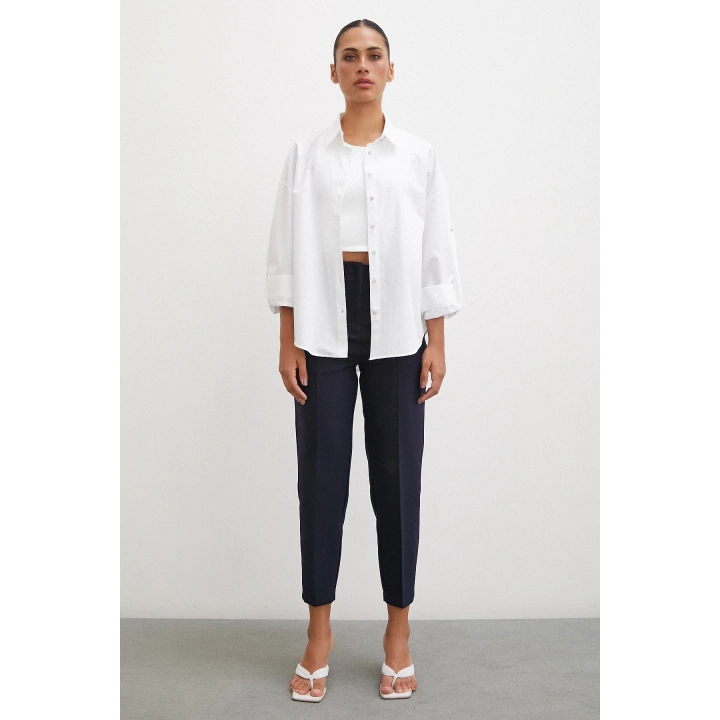 Kol Apoletli Gömlek Beyaz