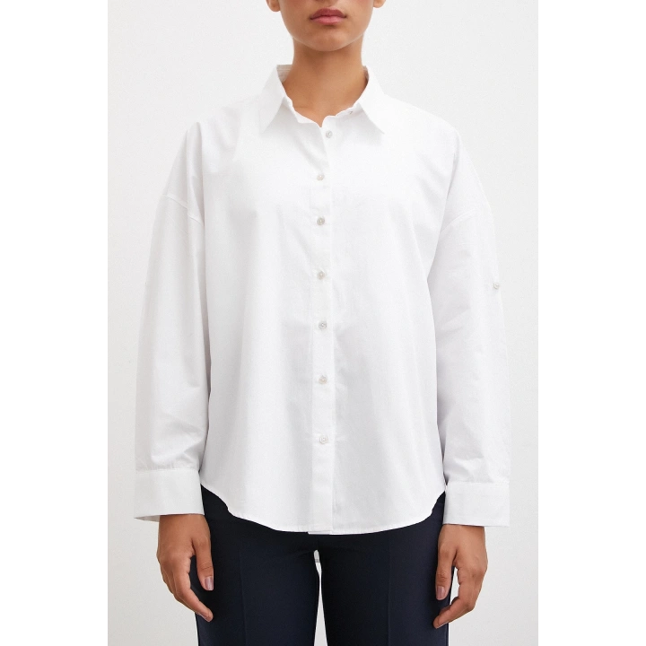 Kol Apoletli Gömlek Beyaz